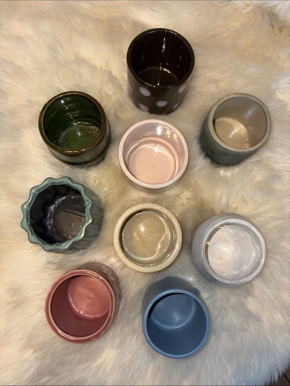 Assorted Ceramic Small Planter Pots - Mixed Colors - Picture 2 of 4